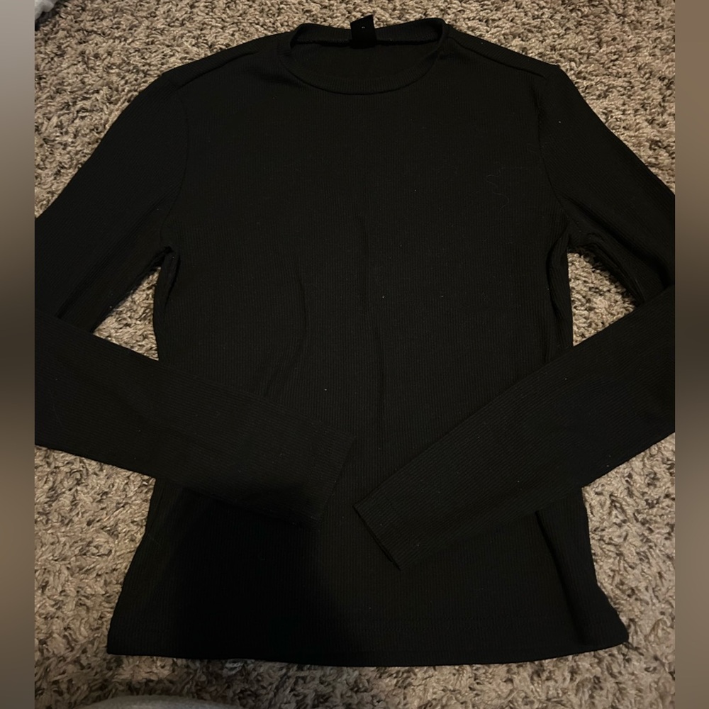 SHEIN Elegant Black Long Sleeve Tee